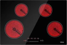 30" 4-Burner Built-in Electric Cooktop Ceramic Stove Top Touch Timing 220V 6700W