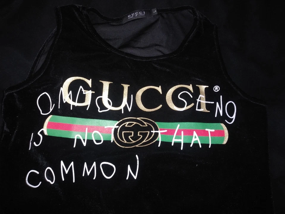 RARE Gucci Tank Top Sleeveless Black Shirt Made In Italy - Image 2 of 4