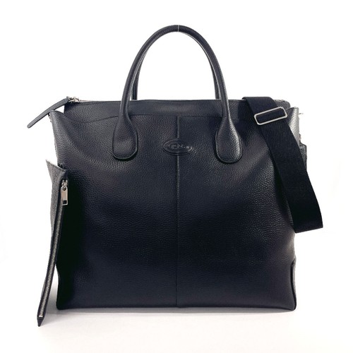 TOD’S Tote Bag DI-Tasche groß Reisetasche 2WEGE Leder schwarz Damen