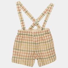 Gucci Kids Beige Checked Wool Suspender Shorts 912 M