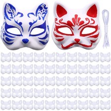 Jenaai 50 PCS White Masks for Crafts Bulk DIY Paper Mache Masks with Elastic Cor