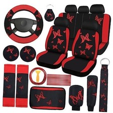 43 Pcs Butterfly Car Seat Full Set Butterfly Car Accessories For Red Black