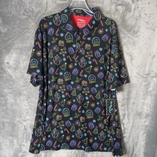    Birdie Bound Polo Shirt Mens Size 3X Black Christmas Print Golf Stretch   