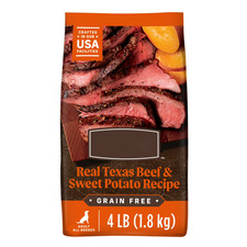 Grain-Free Dry Dog Food with Real Beef Sweet Potato, Natural Kibble, 4 lb Bag