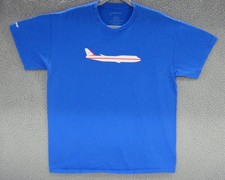 Boeing T-Shirt Men's Blue Large 747 Airplane Forever Incredible Cotton Tee Plane