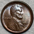 Brilliant Uncirculated 1921-S Lincoln Cent, Glossy, Wood-Grain Toned, Tough Date
