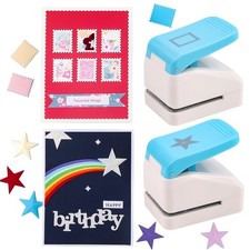 2 Pcs Paper Punch 3D Star Stamp Punches 1.1x0.9 inch Postage Stamp Shap...