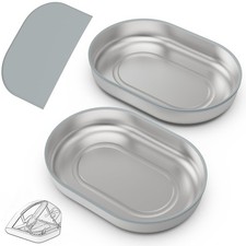 Stainless Steel Bowl for Automatic Microchip Cat Pet 2+1 Pack, Silver Bowls