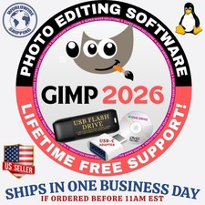 GIMP 2024 Photo Editing Tool Graphic Design, Image Enhancement DVD, USB 2025