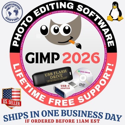 GIMP 2024 Photo Editing Tool Graphic Design, Image Enhancement | DVD, USB | 2025