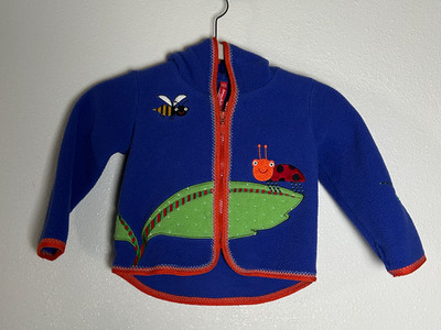 Hanna Andersson 6-12 Mnth 70 Hoodie Jacket Zip Fleece Farm Horse Dog Embroidered