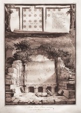 Isla Lipari ruinas antiguas Sicilia Sicilia grabado incisión sepia 1780