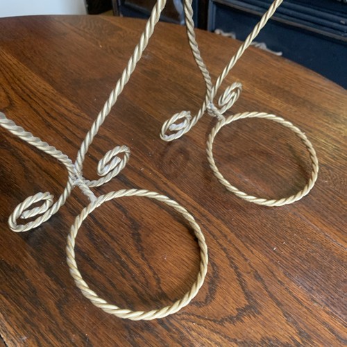 2 Vtg HOMCO Gold Metal Twisted Rope Wall Candle Garden Plant Holder 12.25x7 - Picture 18 of 23