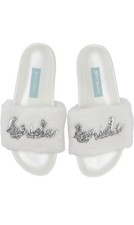 Betsey Johnson Bride Flip Flop White  Silver Sandals Women Size 9