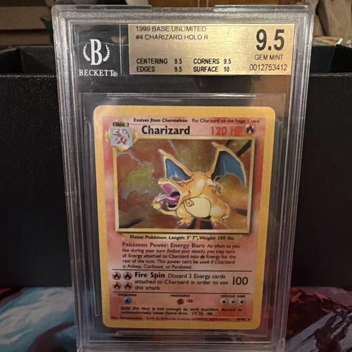 1999 Charizard Pokemon Base Set Holo #4 4/102 BGS 9.5 With Amazing Sub Grades