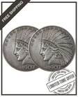 2PCS 1907 Antique Liberty Indian Head $10 Dollar Coin, Uncirculated Morgan Silve