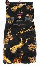 ED HARDY Gold Tiger Heads Bodies Tattoo Oversized 60 x 70 Black Plush Throw