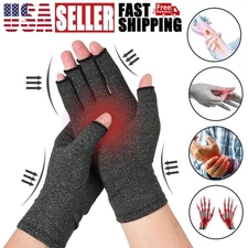 Half Finger Copper Arthritis Compression Gloves Hand Support Joint Pain Relief