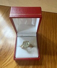 9ct Yellow Gold Aquamarine Emerald-Cut Engagement Ring Hallmarked Size N