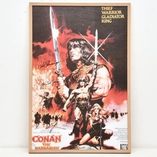 RARE Conan The Barbarian (1982) Original Poster Triple Signed Schwarzenegger COA