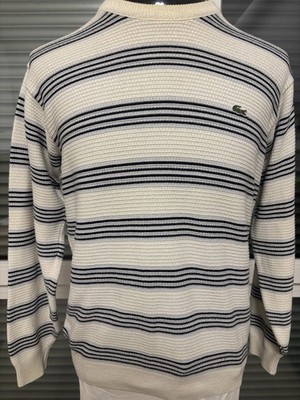 Lacoste Herren Pullover weiß/schwarz gestreift, Elegant/Stillvoll und Klassisch