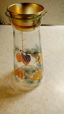 MCM Libby David Douglas 32 Oz Carafe  Gold Pineapples Turquoise Pine Needles