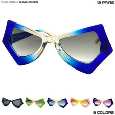 WHOLESALE LOT Women Classic Retro Modern Funky Cat Eye Style SUNGLASSES 12 Pairs