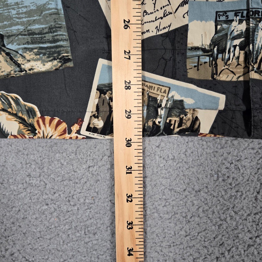 AFTCO Shirt Mens Large Miami Fish Postcards Beach Surf Casual Made in USA Logo