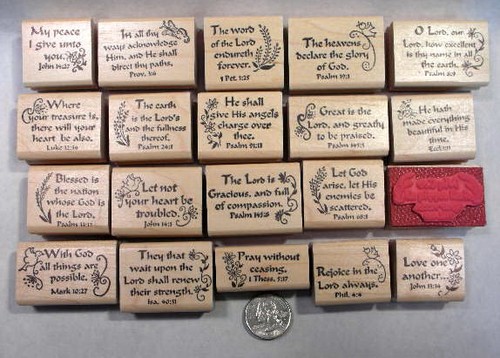 Juego de 20 estampillas de Escrituras, montadas en madera, #2 - Imagen 2 de 2