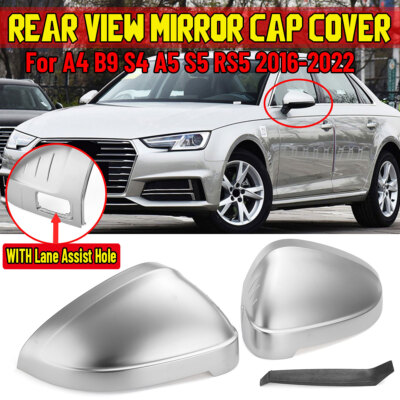 Chrome FOR A4 B9 S4 A5 S5 RS5 2017-2025 Side Mirror Cover Caps W Lane Assist