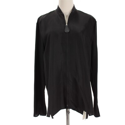 Jil Sander NWD Full Zip Fine Fluid Viscose Jacket Size 38 (US 8) in Black