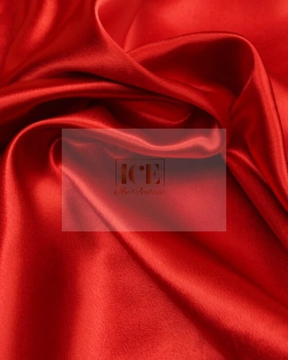 Silky French (Red) Charmeuse Stretch Satin Fabric By The Yard _ 60" Wide - Image 4 of 4