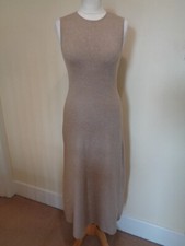 ZARA BEIGE KNITTED SLEEVELESS MAXI DRESS - SIZE SMALL