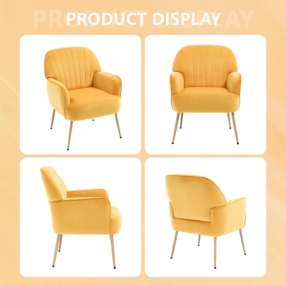 Silla de salón tapizada moderna de terciopelo Foto 4 de 4