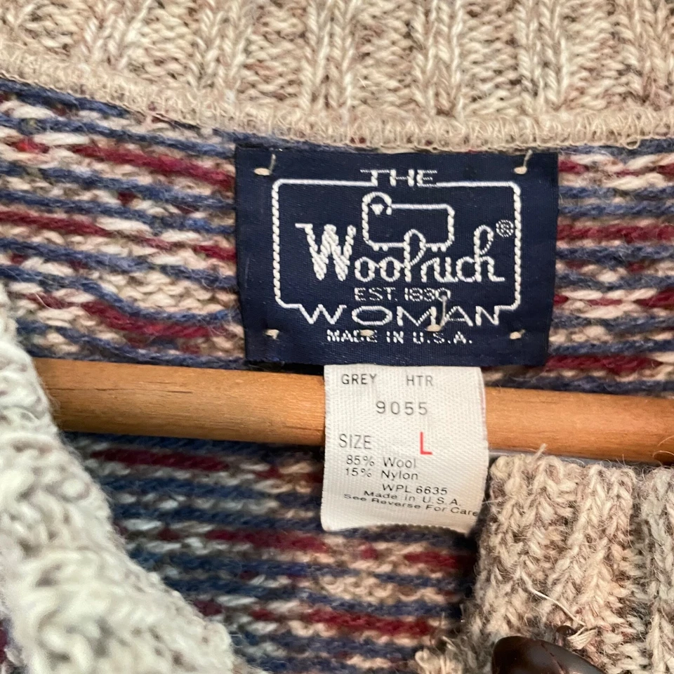 Cárdigan Woolrich Vintage Lana Ojo de Pájaro Abotonado Talla Grande Suéter Foto 3 de 4