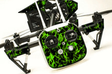 DJI Inspire 1 graphic skins w/6 Batteries Transmitter Decals  Flames Green