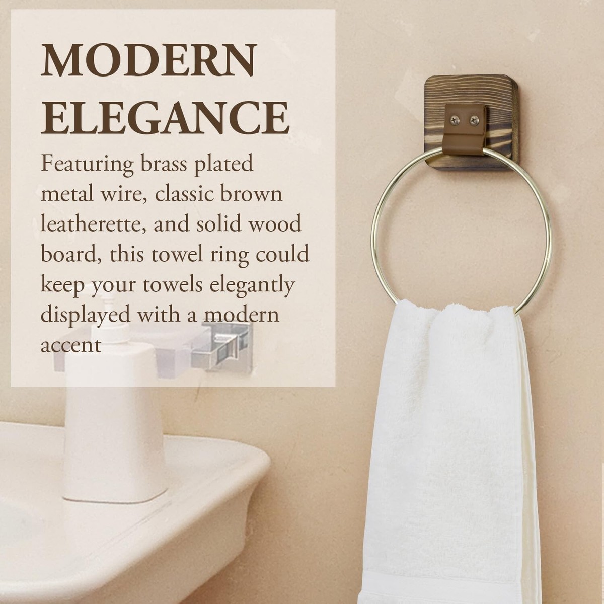 MyGift Rustic Wall-Mounted Towel Ring – Torched Wood & Jute Rope, Industrial Nautical Style For Bathroom, Kitchen, Or Powder Room