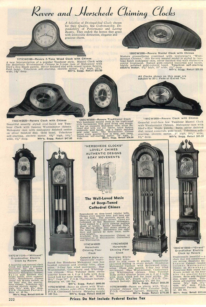 1953 ADVERT Herschede Hall Grandfather Clocks Georgian Colonial | eBay