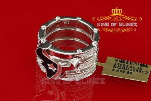 Anillo de cóctel texano de banda ancha de circonio de plata 925 blanco 1,50 CTCubic talla 10 - Imagen 10 de 10