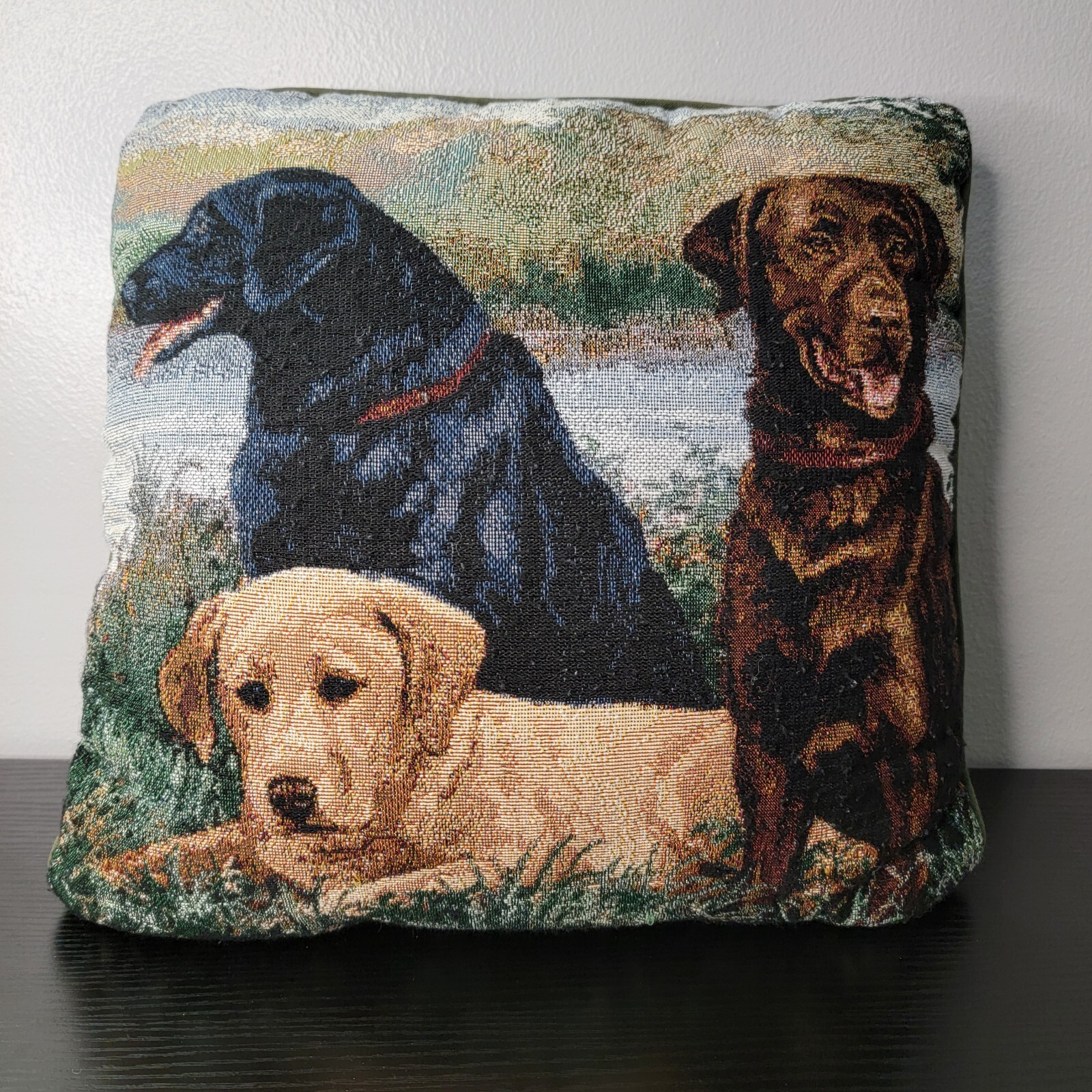 Labrador Dog Throw Pillow - Black Golden Brown Pet Accent Cushion