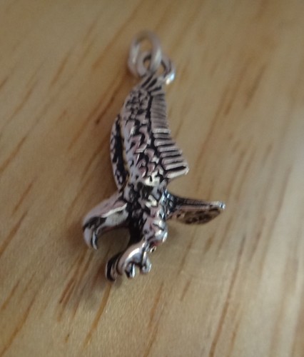 Sterling Silver 22x10mm 3D Flying Bald or Golden Eagle Charm - Picture 4 of 7