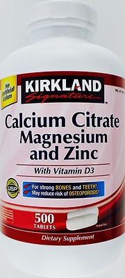 Kirkland Signature Calcium Citrate Magnesium Zinc Vitamin D3 500 Dietary Tablets