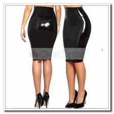 Latex Pencil Skirt High Waist Clasic Slim Knee Length No Zip Customize D98
