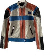 Muubaa Free People Racing Moto Biker Leather Jacket Free People Zip Up Xs Uk 6