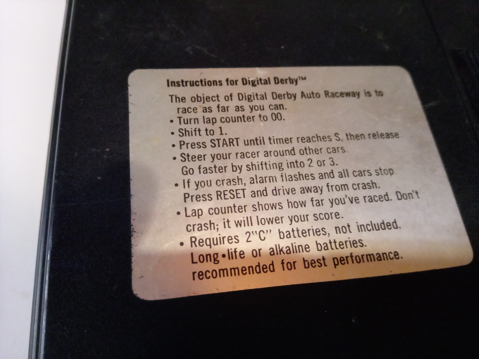 Vintage 1978 Digital Derby Auto Raceway Electronic Game Racing Parts Or