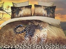 3D Bedding Duvet Set 3 piece Double King size Red Rose Leopard