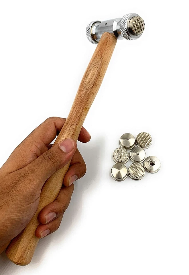 Texturing Hammer with 9 Interchangeable Heads for Pattern Creation on Metal Surf - Image 4 of 4