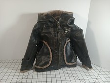 Hawke  Co Outfitter Jacket Boys Sz 18 M Faux Leather Aviator Bomber Coat Sherpa
