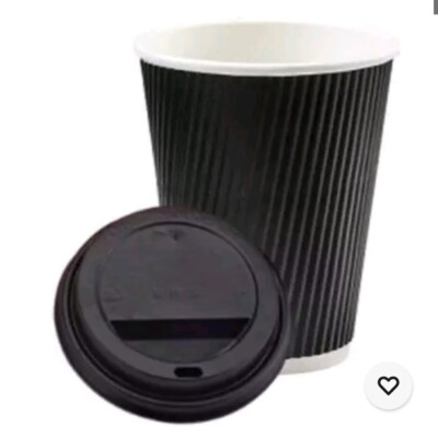 8 Unzen Einweg Schwarz Kräuselung Papier 1000 Tasse mit Deckel für Heiß & Kalt Getränke