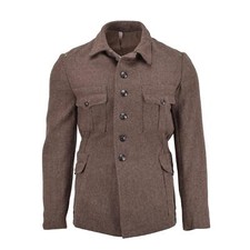 Original Búlgaro Militar Clásico Chaqueta Lana Invierno Marrón Cálido A Prueba de Viento NUEVO